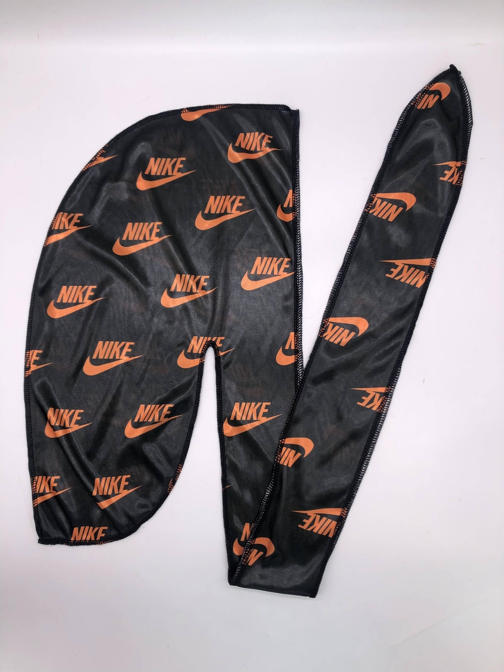 High Quality Black Durag with Orange Logo Print